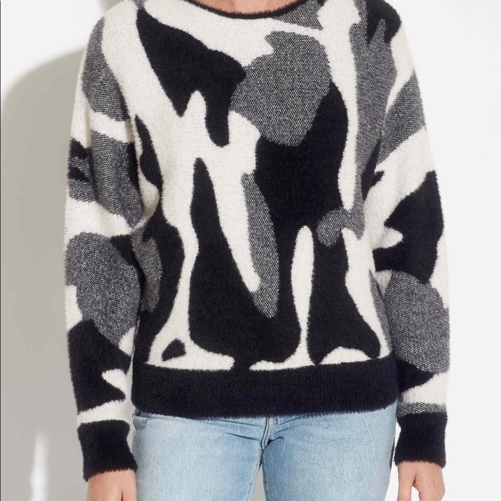 Philosophy Eyelash Camo Jacquard Pullover Sweater - size S